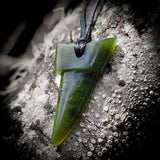 NZ Greenstone / Pounamu Tooth Pendant Necklace (N643)