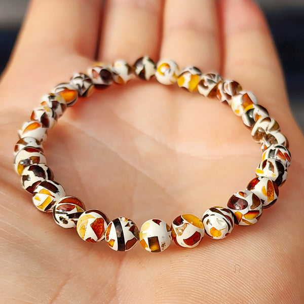 Adults Elastic Amber Bracelet - Mosaic Amber