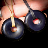Natural Obsidian Donut Pendant Necklace