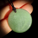 30mm Natural Aventurine Flat Disk Pendant Necklace