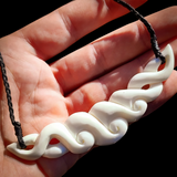 Natural Maori Bone Carving Pendant Necklace - Koru Plate