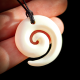Natural Carved Maori Bone Carving Pendant Necklace - Koru