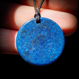 30mm Natural Lapis Lazuli Flat Disk Pendant Necklace