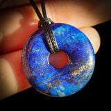 Natural Lapis Lazuli Donut Pendant Necklace