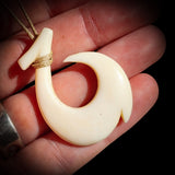 Natural Maori Bone Carving Pendant Necklace - Wide Hook