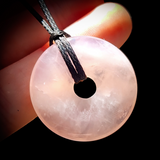 30mm Rose Quartz Donut Pendant Necklace