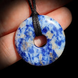 30mm Natural Sodalite Donut Pendant Necklace