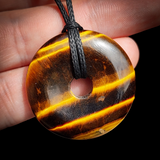 30mm Natural Tigers Eye Donut Pendant Necklace
