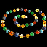 Amber Teething Necklace - Polished Amber, Jade, Turquoise, Lapis Lazuli