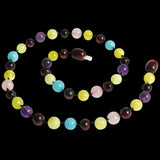 Amber Teething Necklace - Butter & Cherry Amber, Amethyst, Rose Quartz, Amazonite