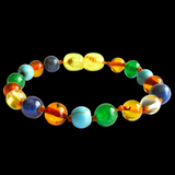 Amber Teething Bracelet / Anklet - Polished Amber, Jade, Turquoise, Lapis Lazuli