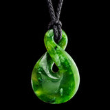 Natural Jade Pikorua Twist Pendant Necklace (N2250)