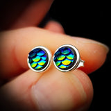 Childrens 925 Sterling Silver Dragon Scale Stud Earrings