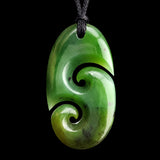 Natural Jade Double Koru Pendant Necklace (N2225)