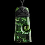 Natural Jade Side Koru Toki Pendant Necklace (N2266)