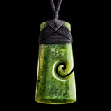 Natural Jade Side Koru Toki Pendant Necklace (N2251)