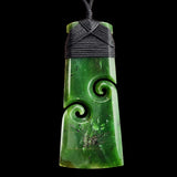 Natural Jade Double Koru Toki Pendant Necklace (N2245)