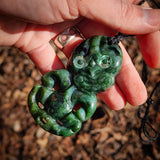NZ Greenstone Pounamu Tiki Pendant Necklace (N1044)