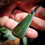 Nephrite Jade / Greenstone Fan Toki Pendant Necklace P5B1