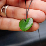 NZ Greenstone Pounamu Heart Pendant Necklace (N407)