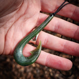 Natural Nephrite Jade Hook Pendant Necklace (N1065)