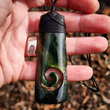 Natural Jade Koru Toki Pendant Necklace (N1072)