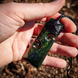 NZ Greenstone Pounamu Double Koru Toki Pendant Necklace (N1025)