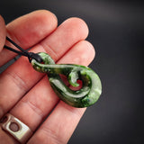 Natural Jade Koru Twist Pendant Necklace (N2227)