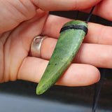 NZ Greenstone Pounamu Tooth Pendant Necklace (N442)