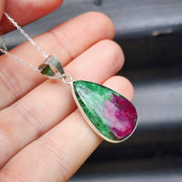 Solid Sterling Silver & Ruby Zoisite Handmade Necklace