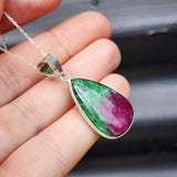 Solid Sterling Silver & Ruby Zoisite Handmade Necklace