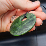 NZ Greenstone Pounamu Disk Pendant Necklace (N429)