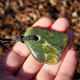 NZ Greenstone Pounamu Freeform Pendant Necklace (N1099)