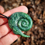Natural Jade Kiwi Koru Pendant Necklace (N1121)