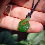 Nephrite Jade / Greenstone Small Twist Pendant Necklace (N502)
