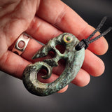 Natural Obay Stone / Polychrome Schist Manaia Pendant Necklace (N2143)