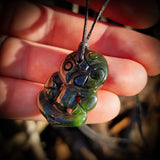 NZ Greenstone Pounamu Tiki Pendant Necklace (N769)