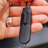 NZ Black Greenstone Pounamu Toki Pendant Necklace (N367)