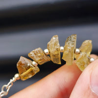 Solid Sterling Silver & Natural Raw Citrine Stone Small Handmade Chain Bracelet