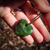 NZ Greenstone Pounamu Heart Pendant Necklace (N1096)
