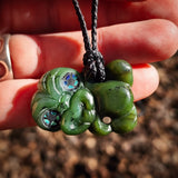 Natural Jade Small Tiki Pendant Necklace (N1149)