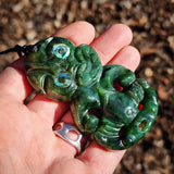 NZ Greenstone Pounamu Tiki Pendant Necklace (N1098)