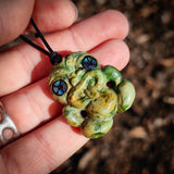 Natural Jade Small Tiki Pendant Necklace (N1144)