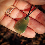 NZ Greenstone Pounamu Natural Freeform Pendant Necklace (N987)