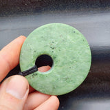 NZ Greenstone Pounamu Disk Pendant Necklace (N418)