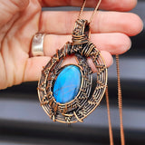 Handmade Copper & Natural Labradorite Wire Wrap Necklace
