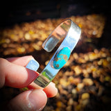 Solid 925 Sterling Silver & Natural Turquoise Cuff Bracelet