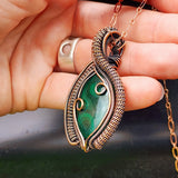 Handmade Copper & Natural Malachite Wire Wrap Necklace
