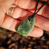 NZ Greenstone Pounamu Natural Freeform Pendant Necklace (N996)