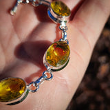 925 Sterling Silver & Citrine Stone Chain Bracelet